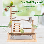 Wontee Bird Playground Wooden Bird Perch Stand Ladder Swing - Image 2