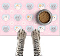 Cat Feedings Mats 20x12 inch Pink Kitten Print Pet Bowl Placemat Non Slip Mat by HOMETITUTE