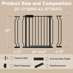 WAOWAO Baby Gate 29.13-43.3" Extra Wide Pressure Mounted Walk Through Swing - Image 2