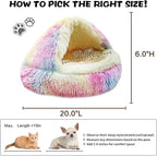 ShinHye Cat Bed Round Plush Fluffy Hooded Cat Bed Cave, Cozy - Image 2