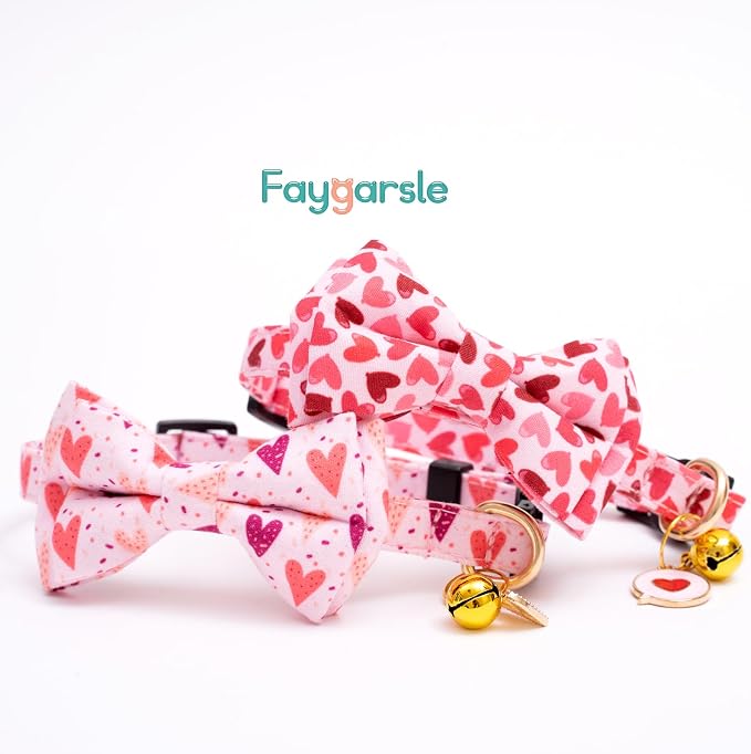 Faygarsle 2 Pack Valentine's Day Cat Collar Cute Loving Heart Printed Collar - Image 7