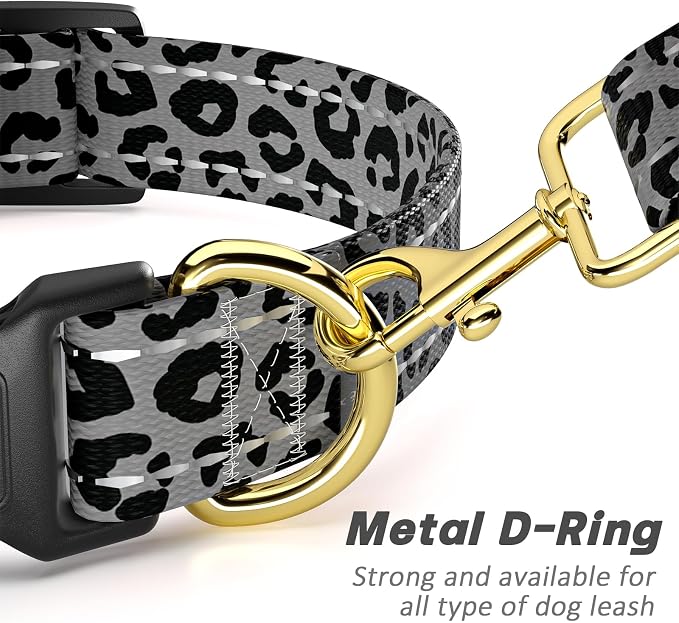 Reflective Dog Collar for Medium Dogs, Cute Leopard Style Adjustable Heavy-Duty - Image 5