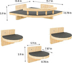 Cat Wall Shelves with 3 Steps, Wooden Cat Wall Furniture up to 15lbs, Floating - Image 2