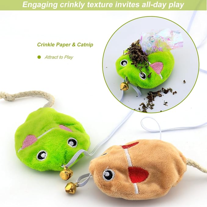 Interactive Cat Toy Wand with Catnip Mouse, Cat Teaser Wand Rainbow String - Image 4