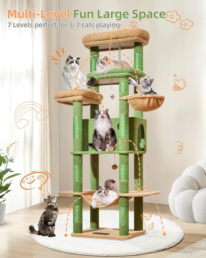 Taoqimiao 71 Inches Cat Tree for Large Cats 20lbs+, 3 Giant Perches, Widened - Image 8