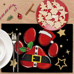 Christmas Dog Cat Paw Prints Placemats Set of 4, Xmas Stars Dining Place Mats - Image 4