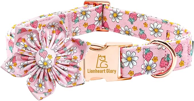 Lionheart glory Dog Collar Flower Collar Pink Dog Collar by LionheartGlory