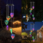 American Flag Solar Wind Chimes, Heart-Shaped Love Patriotic Wind Chime Color - Image 4