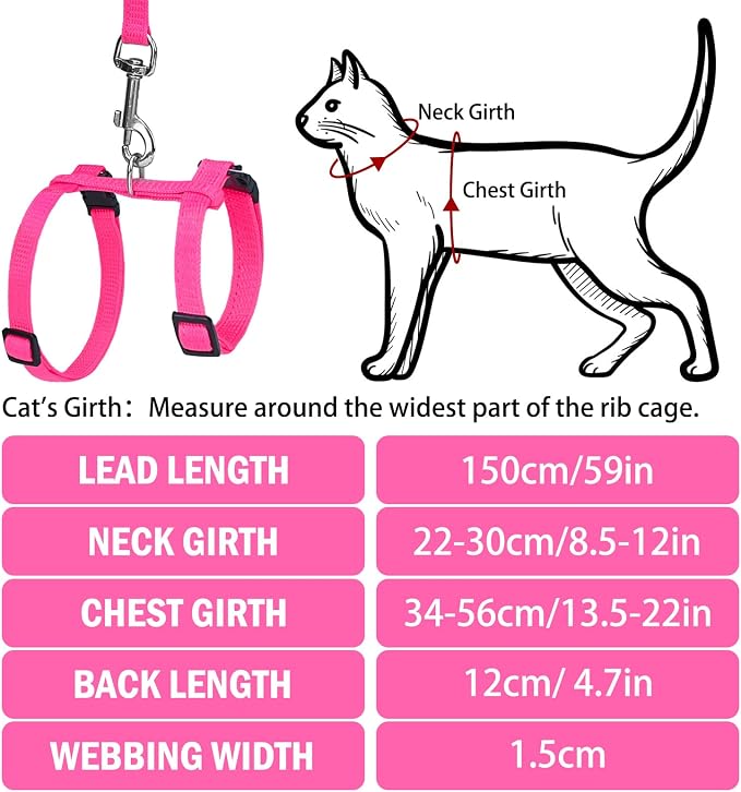 PUPTECK Adjustable Cat Harness and Leash Set Escape Proof Kitten Strap Collar - Image 2