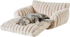 Hollypet Cat Bed Fluffy Plush Mutifuctional Double-Layer Soft Pet Couch - Image 2