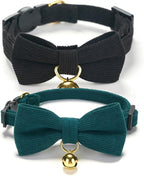 2 Pack Soft Corduroy Cat Collars by Ewinoom