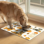 Fall Dog Pet Feeding Mat Autumn Pumpkin Design Food Mat - Image 2