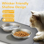 2-Pack Stainless Steel Cat Food Bowls, Shallow Whisker-Friendly Non-Slip - Image 2