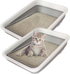 2 Pack Collapsible Small Cat Litter Box, Open Kitten Litter Potty Pan Low Entry by chuyouan