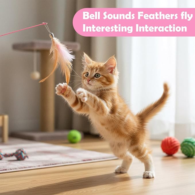 4 Pcs Cat Feather Toys, Cat Toys Wand - Image 6