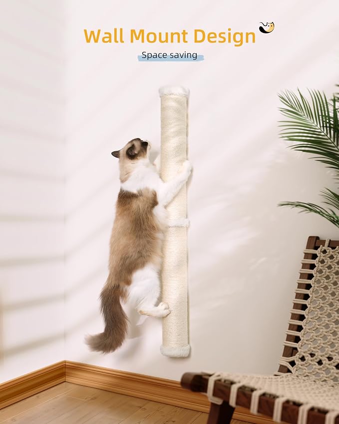 34'' Wall Cat Scratching Post, Wall Mounted Cat Scratcher Furniture - Image 8