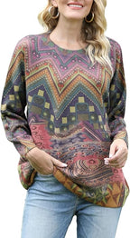 YESNO Women Christmas Sweater Graphic Printed Oversized Pullover Sweaters by YESNO