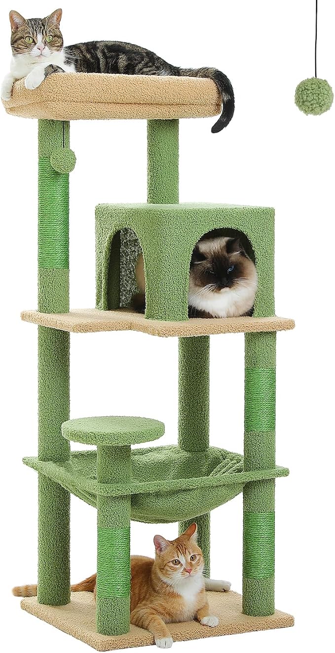 Cactus Cat Tree for Indoor Cats, 45.7" Multi-Level Cat Tower by MUTTROS