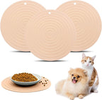 Fhiny 3PCS Silicone Pet Food Mat, 9.5" Round Waterproof Non-Slip Dog Cat Bowl by Fhiny