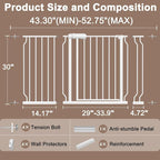 WAOWAO Baby Gate 43.3-52.75" Extra Wide Pressure Mounted Walk Through Swing - Image 2