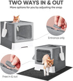 Cat Litter Box with X-Large Litter Mat and Scoop, Large Covered Litter Box with - Image 2