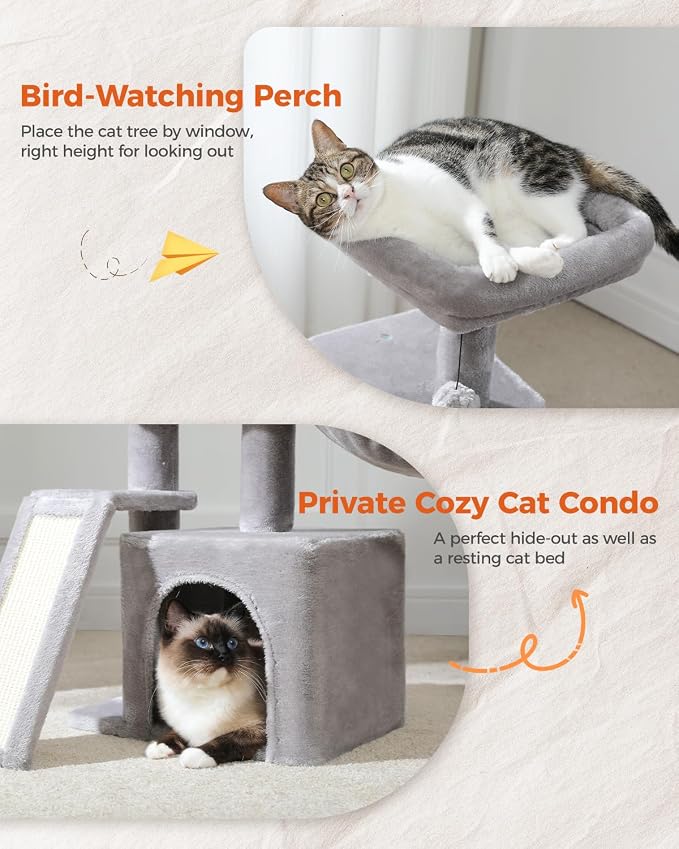 PETEPELA Small Cat Tree for Indoor Cats, Cozy Hammock and Removable Top Bed - Image 3