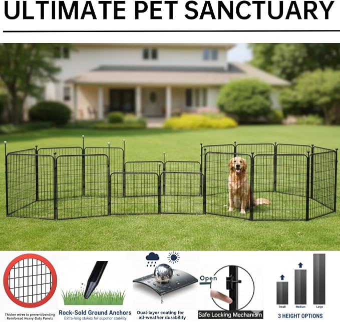 Dog Playpen Indoor/Outdoor, 6 Panels Dog Pen Play Pen - Image 4