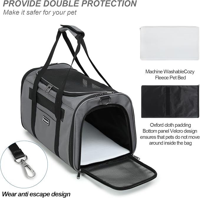 Airline Approved Dog Carrier.Cat Travel Carrier Dog Carrier Bag, Soft Sided Pet - Image 4