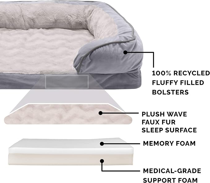 Furhaven Memory Foam Dog Bed for Medium/Small Dogs w/ Removable Bolsters & - Image 3