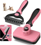 3PCS Self Cleaning Slicker Brush & Pet Grooming Rake & Flea Comb by Augwind