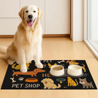 Cute Happy Dog Pattern Design Pet Food Mat 20" x 12" Fun Easy Clean Pet Feeding - Image 3