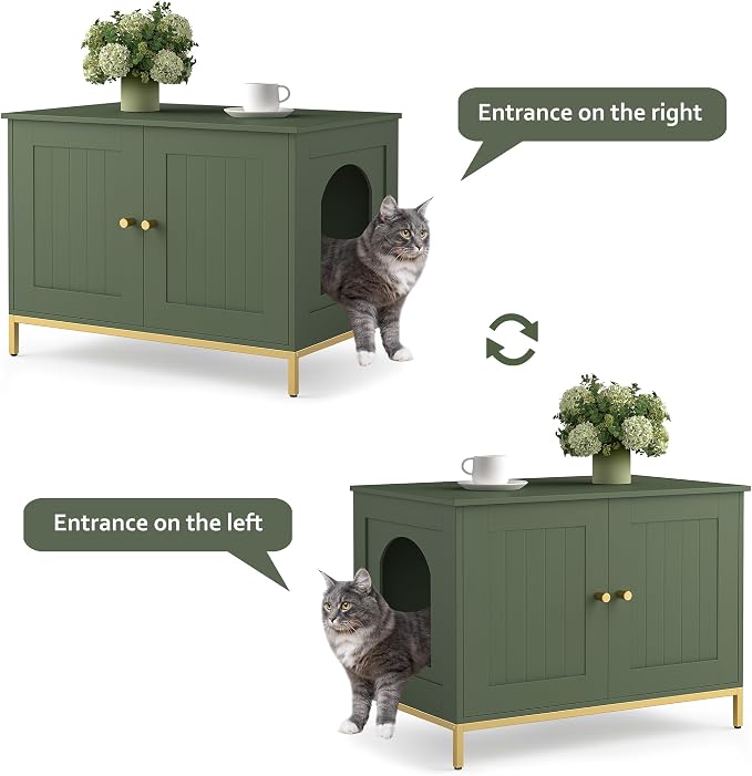 Homhedy Cat Litter Box Enclosure, Cat Washroom Furniture - Image 8