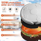 Daoeny Bird Bath Heater, 120W Bird Bath Heaters - Image 4