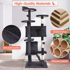 Large Cat Tree with Scratching Post, Wooden Frame, Sisal Ropes, 3 Platforms - Image 5