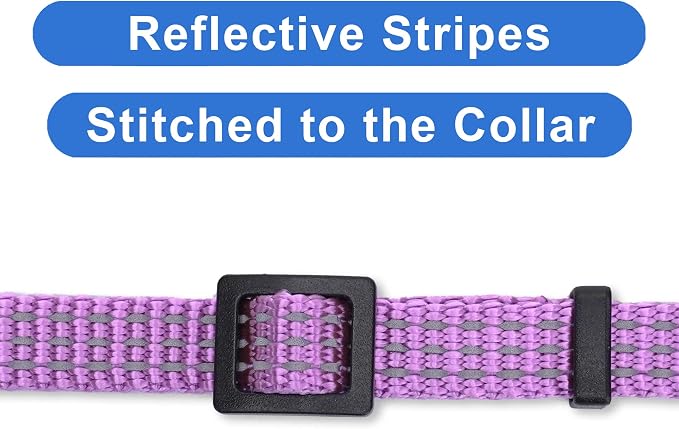 Pawtitas Reflective Purple Cat Collar - Image 4
