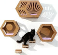 Modern Hexagonal Cat Wall Shelf System, 6-Piece Wood Wall Mounted Cat Furniture by Unknown