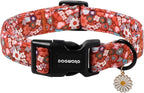 DOGWONG Red Flower Dog Collar, Cute Adjustable Floral Collar, Girl Female Dog by DOGWONG