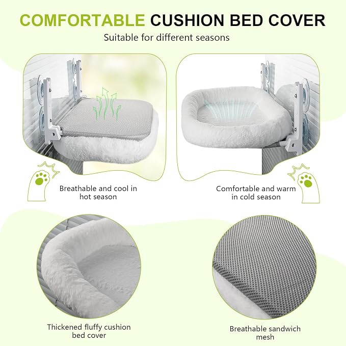 Cat Window Perch, Cordless Cat Hammock, Foldable Cats Window Bed - Image 3