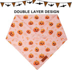 PTDECOR Halloween Dog Bandana, Cute Ghost Pumpkin Design Reversible Holiday Pet - Image 6