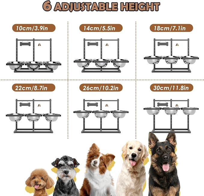 Elevated Dog Bowls for Large Dogs, 6 Height Adjustable Raised Stand - Image 4