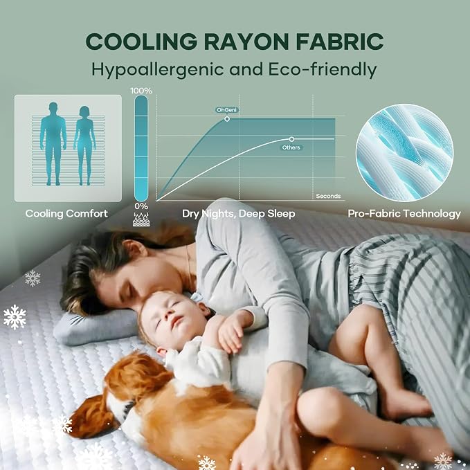 OhGeni 100% Waterproof Mattress Protector, California King Mattress Soft Pad - Image 4