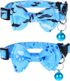 2 Pack Kitten Collar with Bell Breakaway Cat Collars with Removable Bow Tie by Telooco