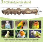 PINVNBY 3Pcs Bird Perches for Cage, Nature Wood Prickly Parrot Stand Toy Paw - Image 2