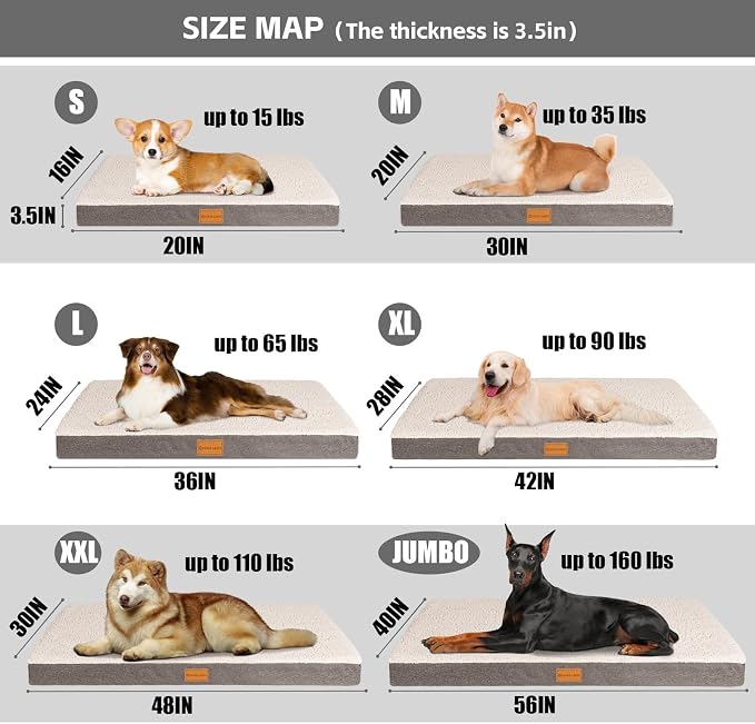 Patas Lague Orthopedic XL Dog Bed Large Sized Dog 48''X30'', Soft Waterproof - Image 6