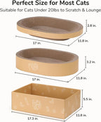 FUKUMARU 3PCS Cardboard Cat Scratcher Bed, Durable Oval Cat Scratch Bed Pads - Image 6