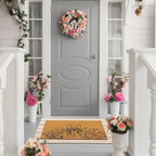 Tinideya 2 Pcs Easter Day Door Mat Welcome Outdoor Non Slip Coir Mats Flower - Image 5