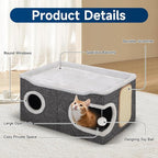 Shikha Cat Beds for Indoor Cats, Extra Wide Cat Cube House for Multi Cats - Image 3