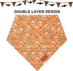 PTDECOR Halloween Dog Bandana, Skeleton Pumpkin Reversible Holiday Dog Scarf - Image 6