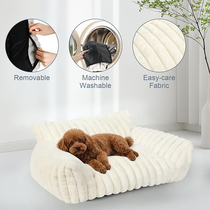 Cute Dog Cat Couch for Medium Large Dogs, Fluffy Pet Sofa Dog Couch Bed - Image 7