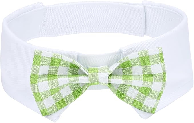 Segarty Dog Bow Tie for Neck Girths 16.5-21.2in, Adjustable Green Plaid Bowtie by Segarty